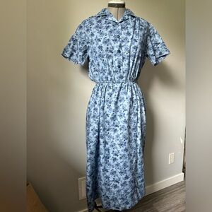 40’s style handmade blue floral print dress